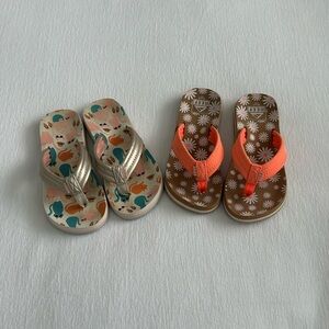 Reef Girls Size 12 Flip Flops Bubdle X2 Pairs